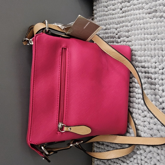 Giani Bernini Saffiano Pink and Tan Crossbody Bag - Picture 12 of 12